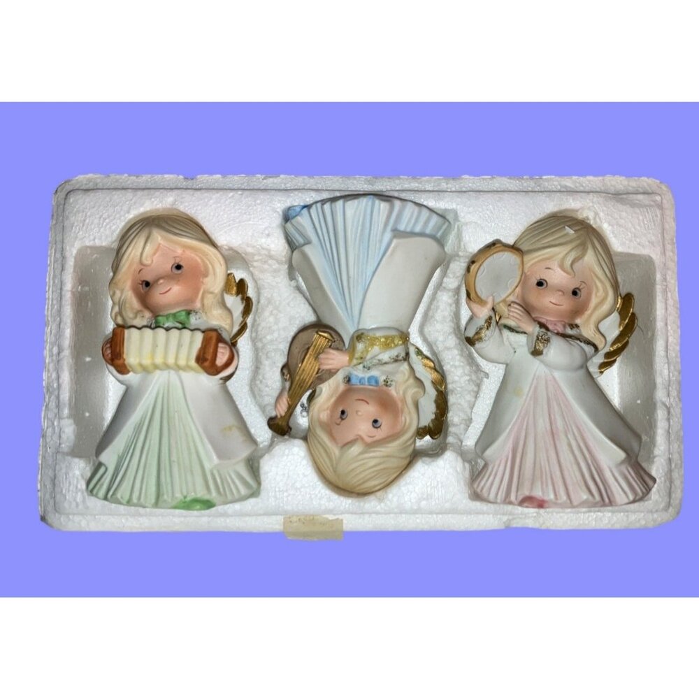 HOMCO Angel Figurine Set - Christmas Decor Musical Instrument Angel Figurines